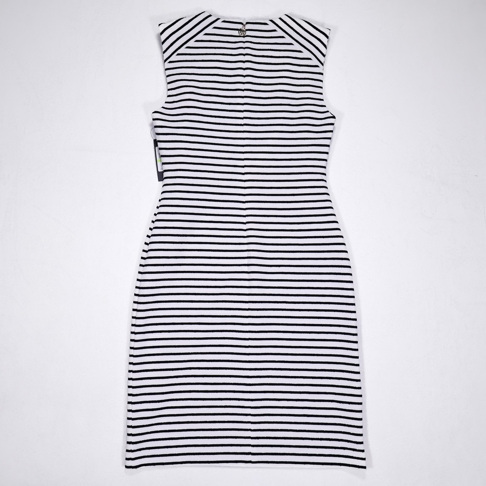 NWT TOMMY HILFIGER Women's 4 Black White‎ Striped Sleeveless Midi Sheath Dress - Picture 6 of 10